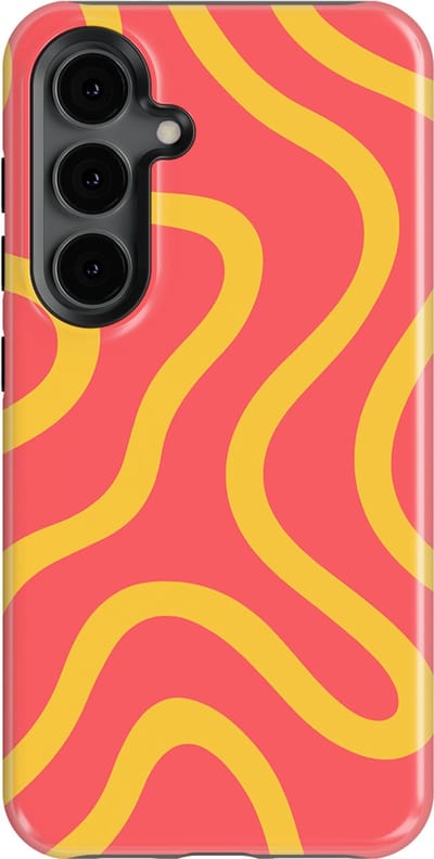 DripCase Curvy Lines Hoesje Samsung Galaxy S24 | Backcover met Mag | Design Tough Case Samsung Galaxy S24 Sunburst Drift
