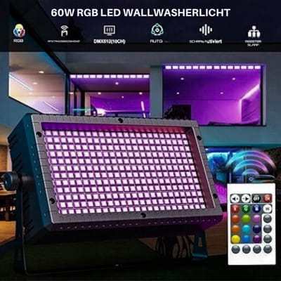 Thuys – RGB Wallwasher Stroboscoop – 288 Podiumverlichtin Met 45 Patrooneffecten – 13 Dynamische Effecten En Afstandsbediening