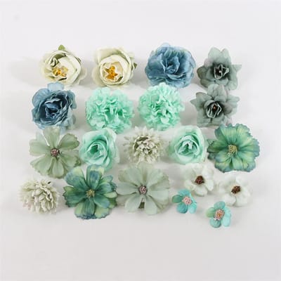 1 sac de tête de fleur artificielle pour décoration intérieure, fleurs de mariage, décoration murale, accessoires pour cheveux, corsage, matériel artisanal fait à la main 1 bag vert