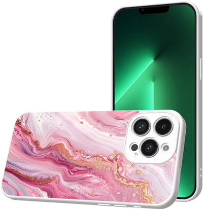 Smartphonica Telefoonhoesje Geschikt voor iPhone 13 Pro met Roze Marmer opdruk - TPU Back Cover Case Rosé Marble Design - Wit geschikt voor iPhone 13 Pro