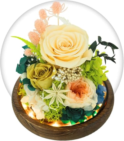 Beware bloemen - Eeuwige roos - Huis decoratie - Met licht - 12 cm - Geel