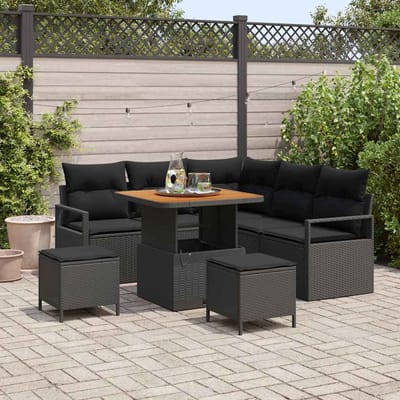 vidaXL - Tuinbank - Set - 8 - st - 7-Aantal - zitplaatsen - Zwart