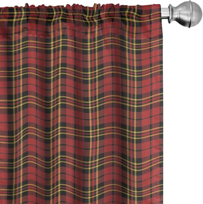 ABAKUHAUS Geruite gordijnen – 2x75x245 cm – Microvezel