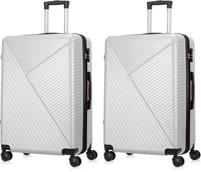 Ibiza Reiskofferset 2-delig - 2 x 93 liter - Ruimbagage - Zilver - Met Ingebouwd TSA Slot - Voor Vliegtuig en Lange Vakanties