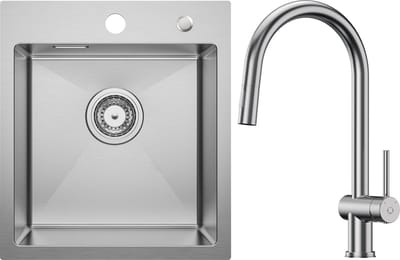 CECIPA max 40x45cm Spoelbak Met Keukenkraan - RVS Spoelbak Keuken - Spoelbakken Keukenkraan - Wasbak met waterafvoersysteem