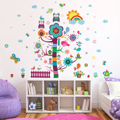 Muurstickers - KINDERMAGIEBOOM - transparante zelfklevende achtergrond - 100x125cm