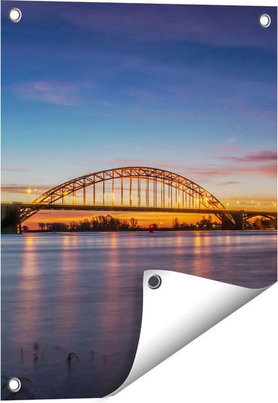 Gards Tuinposter Waalbrug in Nijmegen - 40x50 cm - Tuindoek - Tuindecoratie - Wanddecoratie buiten - Tuinschilderij