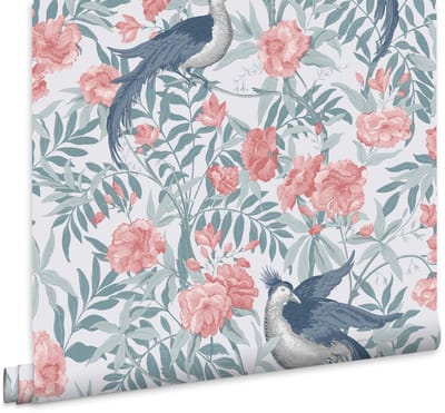 Laura Ashley Osterley Rosewood Behang - Bloemen en Dieren - 10mx52cm - Blauw