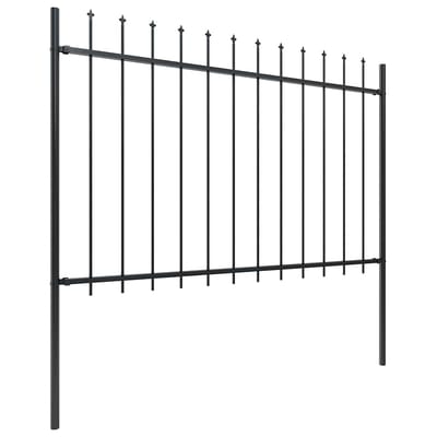 vidaXL - Tuinhek - met - speerpunt - staal - 1673x120 - cm - zwart