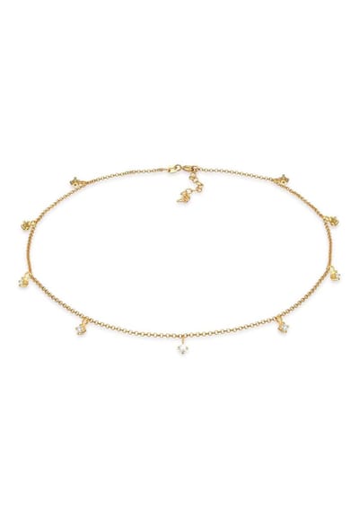 Elli - Halsketting - Dames Choker Eenzaam Fonkelend met Zirkonia Kristallen in 925 Sterling Zilver - Dames