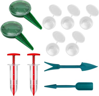 11-delige Mini Handheld Zaadverspreider Kit, Plastic Zaaddispenser voor Groenten zoals Wortelen, Sla, Gras en Spinazie, Handige Planttool voor Zaailingen