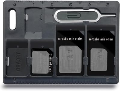 Kaartjeshouders met Tray Opener Pins, Opslagset voor Standaard Micro Nano Micro-SD Geheugenkaarten, Inclusief 3 Kaartadapters en 1 Uittrekpen - Zwart en Duurzaam