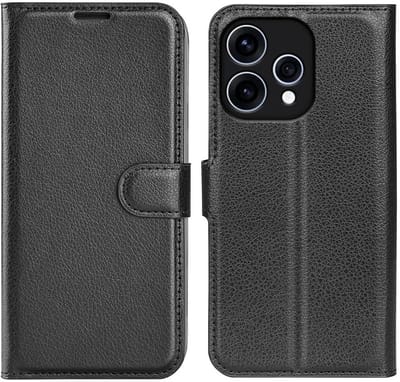 Hoesje geschikt voor Oppo Reno15 - Phonesta Litchi Skin Book Wallet Case - Zwart