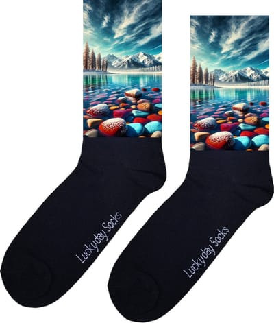 Meer - Opkikker - Grappige sokken - Valentijns cadeau - Verjaardag cadeau - Sint cadeau - Leuke sokken - Bergen - Sneeuw - Vrolijke sokken - Cadeautje - Grappig cadeau - Kerst Sokken - Vaderdag - Moederdag - Kerstcadeau - Socks maken Happy - 37-44