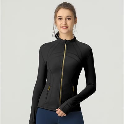 Nieuw Goud Rits Yoga Pak Dames Outdoor Sporten Stand-up Jas Jas M black