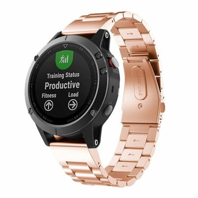 By Qubix - Geschikt voor Garmin bandje - 22mm Quickfit - Stalen schakelband - Rosé goud - Geschikt voor Garmin Fenix 8 / 8 Pro - 47mm