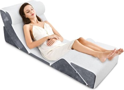 Set van 6 Wigvormige Kussens Traagschuim - Ergonomische Rugsteun en Beenondersteuning voor Bed en Bank