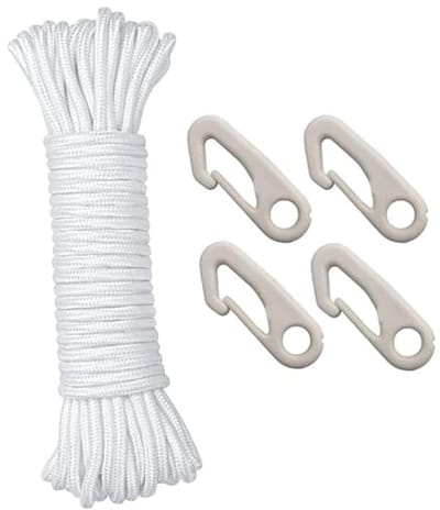 15 m Vlaggenmast Vlaggentouw met Haken - Weerbestendig en Duurzaam - 15 Meter Vlaggentouw voor Buiten