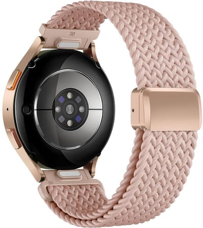 Nylon bandje - geschikt voor Garmin Venu (2 Plus) / Venu SQ (2) / Vivomove (Style - Sport) / Vivoactive 3 / 5 / 6 / Forerunner 55 / 165 / 245 / 645 / 570 - 42mm - roze