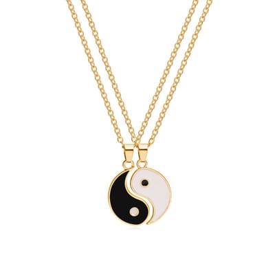 Bixorp Friends BFF Ketting voor 2 Yin Yang - Goudkleurig - Vriendschapsketting - Best Friends Ketting Vriendschap Cadeau voor Twee