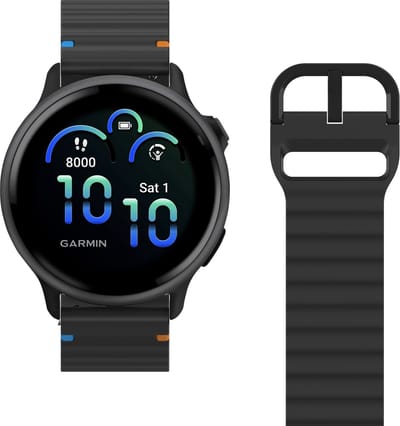 Cazy horlogebandje geschikt voor Garmin Watch Bandje (ActiveFlex) - Smartwatchbandjes - Universeel bandje geschikt voor Garmin Vivoactive 6 / 5 - Zwart