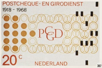 Briefkaart met afbeelding Postcheque- en Girodienst postzegel