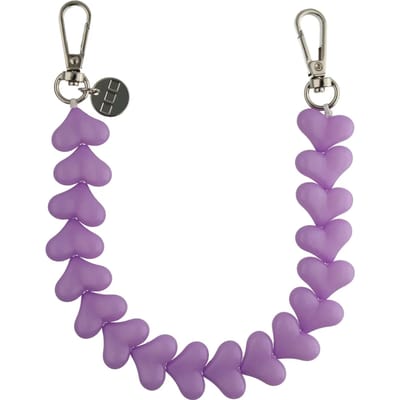 123watches Telefoonkoord Heart - paars - zilver - Geschikt voor iPhone en andere smartphones