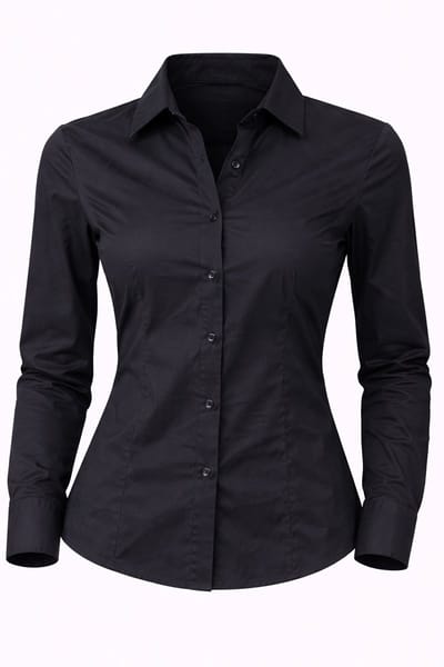 Dames blouse Kariban – Zwart – Maat XXL – Getailleerd werkoverhemd – Lange mouw – Zakelijk & representatief