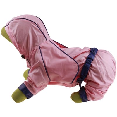 PU Rose Animal de Compagnie Quatre Pattes Imperméable Imperméable à la Pluie Manteau Veste Vêtements à Capuche pour Chiens Chats No. 22 gray