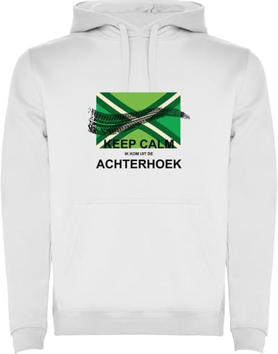 Witte hoodie Keep Calm ik kom uit de Achterhoek - Blijf kalm ik kom uit de Achterhoek - Humor - Strak - Maat M