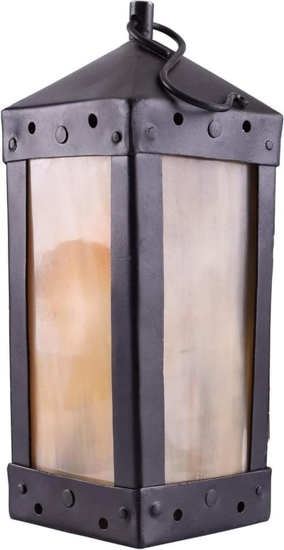 Middeleeuwse Lantaarn - Windlicht Kandelaar - Decoratieve Verlichting - Handgemaakt met Hoornramen - Hoogte 22 cm - Transparant