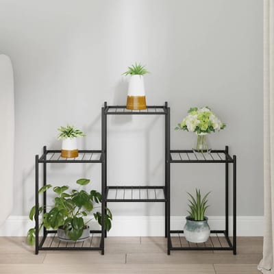 vidaXL - Bloemenstandaard - 83x25x60 - cm - ijzer - zwart