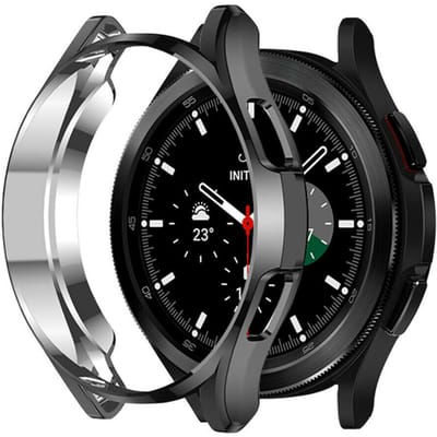Strap-it TPU case - zwart bescherm hoesje geschikt voor Samsung Galaxy Watch 4 Classic 46mm - zwarte beschermhoes voor Samsung Galaxy Watch 4 Classic 46mm