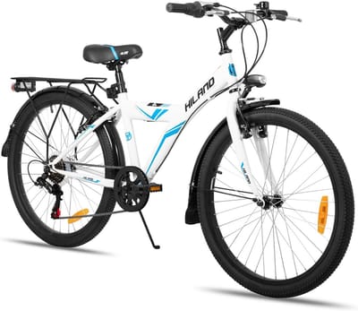 Stoere 24 inch Kinder Mountainbike met 6 Versnellingen en Bagagedrager - Wit