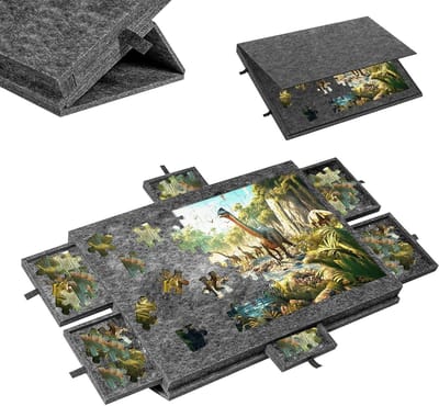 Puzzeltafel met laden - Inklapbaar puzzelbord - Puzzels organiseren - Ruimte voor 1500 stukjes - 90 x 63 cm - Grijs