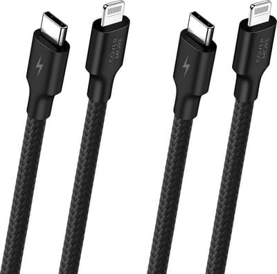 2x laadkabel geschikt voor iPhone 14, 13, 12, 11, x - Usb C naar Lightning kabel - 1 meter - Stevig - Zwart