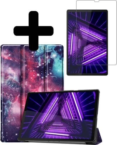 Hoes - Geschikt voor Lenovo Tab M10 FHD Plus (2e / 2nd Generatie) - Met Screenprotector - Trifold Bookcase - Hard Cover - Hardcover Book Case - Tablet Hoesje - Eiffeltoren