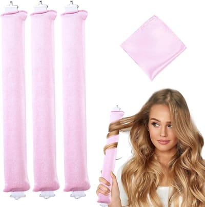 Heatless Haarrollers - Krulspelden Set - Haar Krullen - Warmtevrij Ontwerp - 3 Stuks - Roze