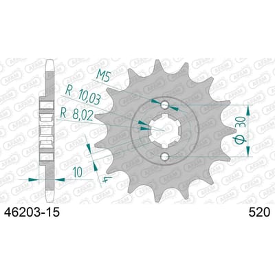 Stalen motortandwiel voor Afam 520 15 dents