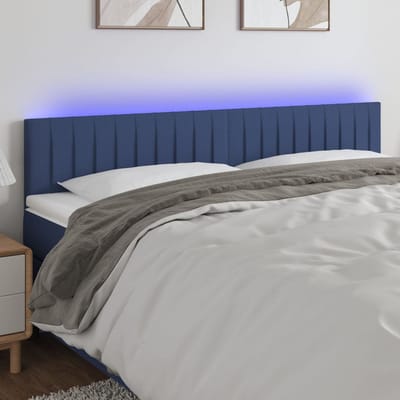 vidaXL - Hoofdbord - LED - 160x5x78/88 - cm - stof - blauw