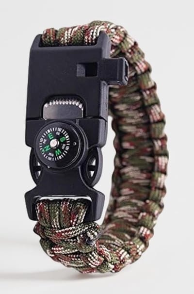 Survival armband - Paracord - 4-in-1 - Vuurstarter, kompas, zaagje en fluitje - Noodarmband - Outdoor - Kamperen - Veiligheid - Noodsituatie - Vuur maken - Camo - Camouflage - Legerprint - Jonyx
