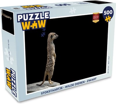 Puzzel Stokstaartje - Wilde dieren - Zwart - Legpuzzel - Puzzel 500 stukjes