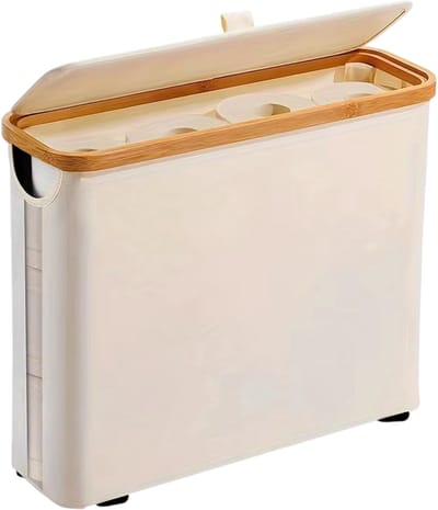 Opbergmand voor Toiletpapier met Transparant Venster en Deksel – Badkamer Opbergbox, Toiletrolhouder, Opbergmand Badkamer, Organizer voor Toiletrollen - Wit