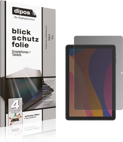 dipos – Matte Privacy Screenprotector geschikt voor Digma K10 | Anti-Spy Beschermfolie