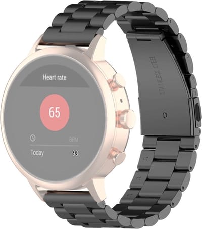 Stalen bandje - RVS - geschikt voor Fossil Gen 5E / Gen 6 / Fossil Female modellen - zwart