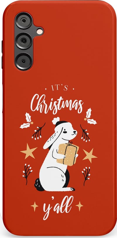 Casetastic hoesje geschikt voor Samsung Galaxy A14 (2023) 5G / Samsung Galaxy A14 (2023) 4G - Dubbellaagse bescherming - Kerst Konijntje Flappie - Fashion Case - Terracotta