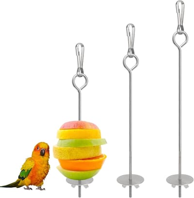 Roestvrijstalen Vogelspiezen Set van 3, Ideaal voor Kip, Groenten en Fruit, Perfect als Voederhouder voor Papegaaien en Andere Vogels