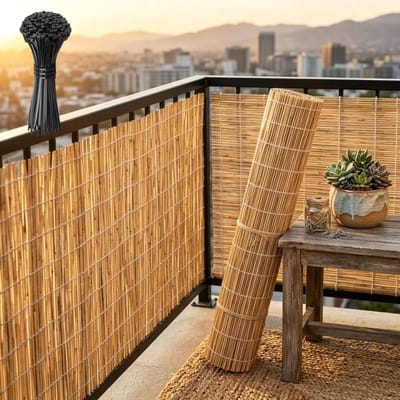 Rieten Schutting Rol - Balkonafscheiding Riet - Meer Privacy - Huurdersvriendelijk - 160x850 cm - Wit