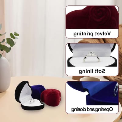 Luxe Hartvormige Ringdoos voor Verlovingsringen, Sieradenopbergdoos en Ringhouder voor Bruiloften en Verlovingen (Blauw)
