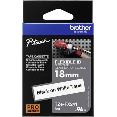 Brother TZe-FX241 Labeltape flexibel Tapekleur: Wit Tekstkleur: Zwart 18 mm 8 m